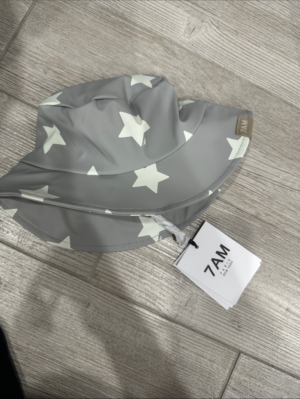 7AM Enfant Kids Gray Star Rain Bucket Hat 2-4T